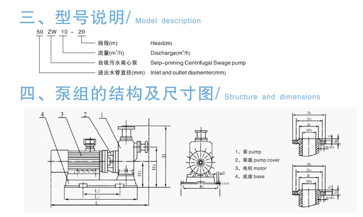 Самовсасывающий центробежный насос для сточных вод